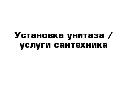 Установка унитаза / услуги сантехника